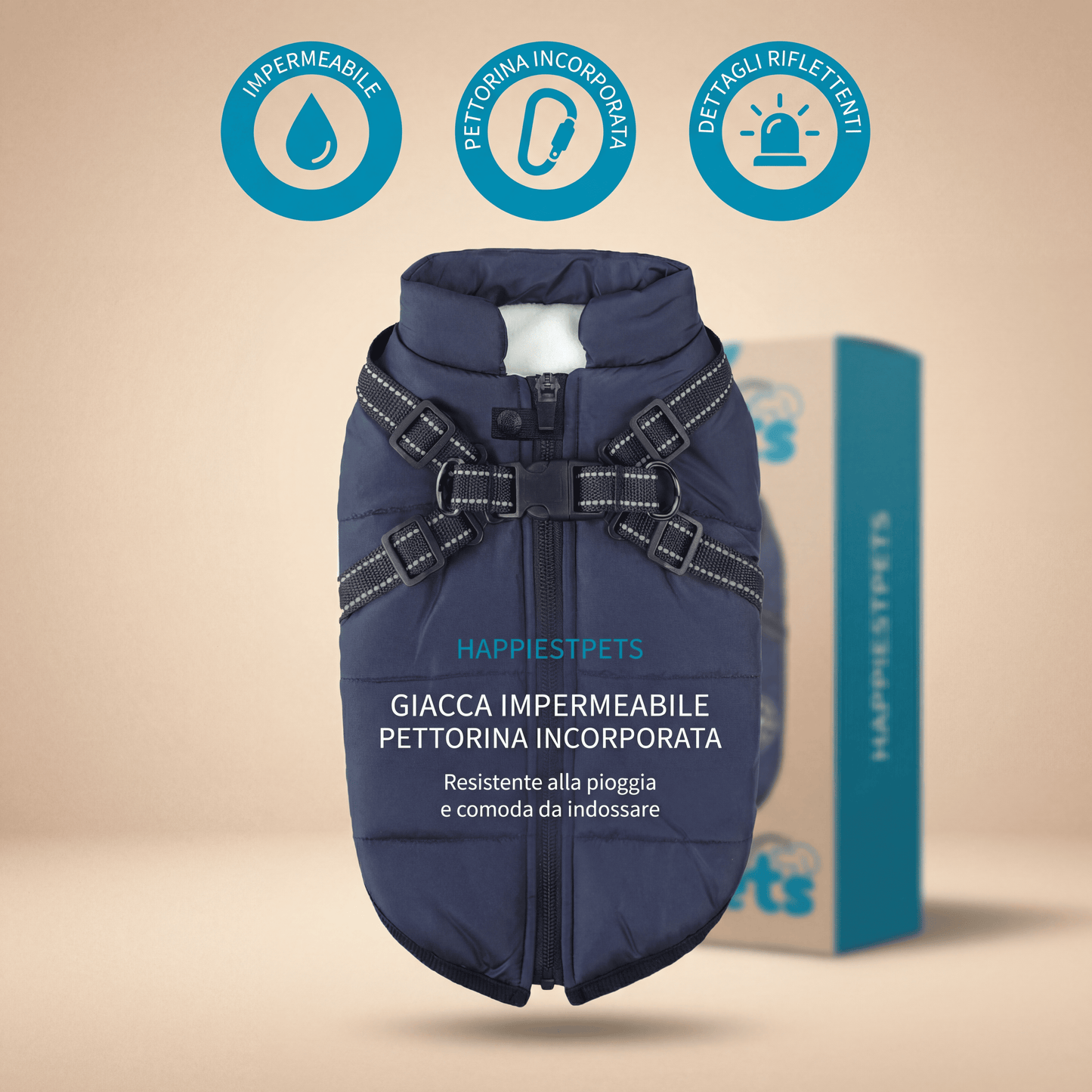 Dog Jacket - Giacca impermeabile per cani con pettorina integrata