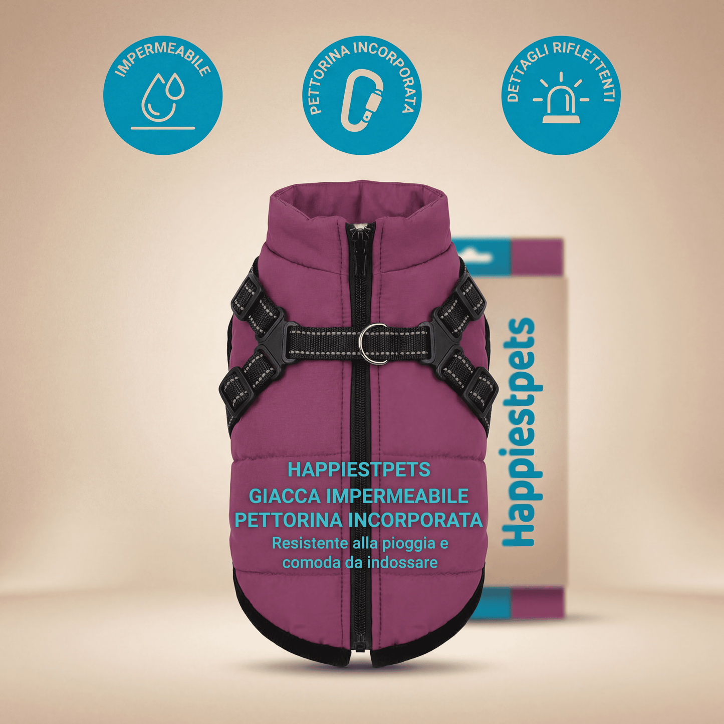 Dog Jacket - Giacca impermeabile per cani con pettorina integrata